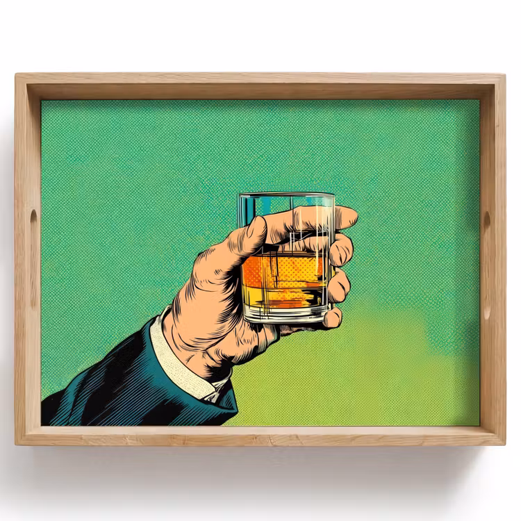 Tray - Whisky - Glass - Hand - Green — 1
