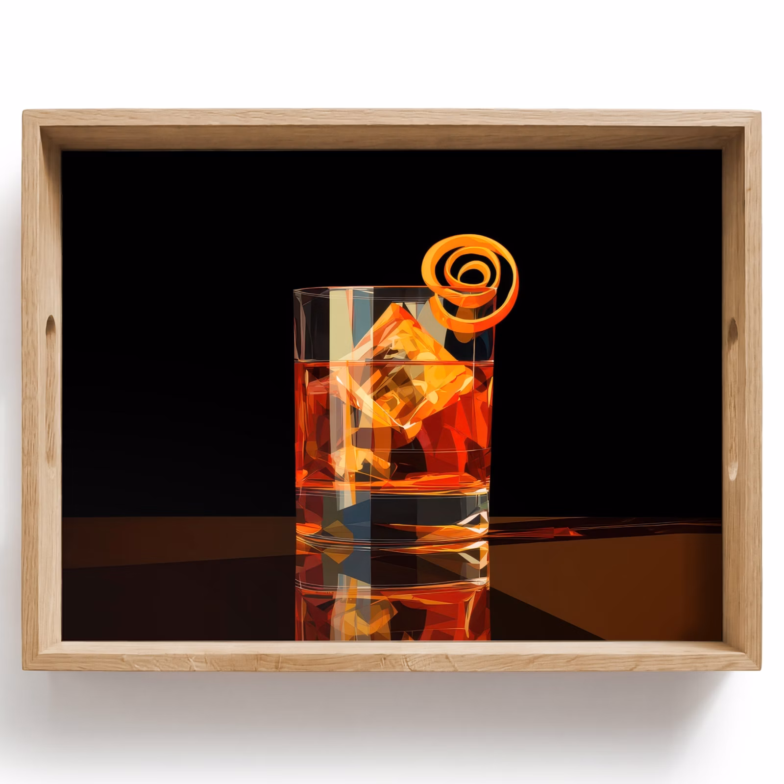 Tray - Glass - Ice cubes - Drinking - Brown — 1