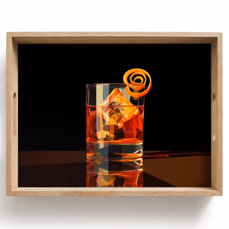 Tray - Glass - Ice cubes - Drinking - Brown — 1