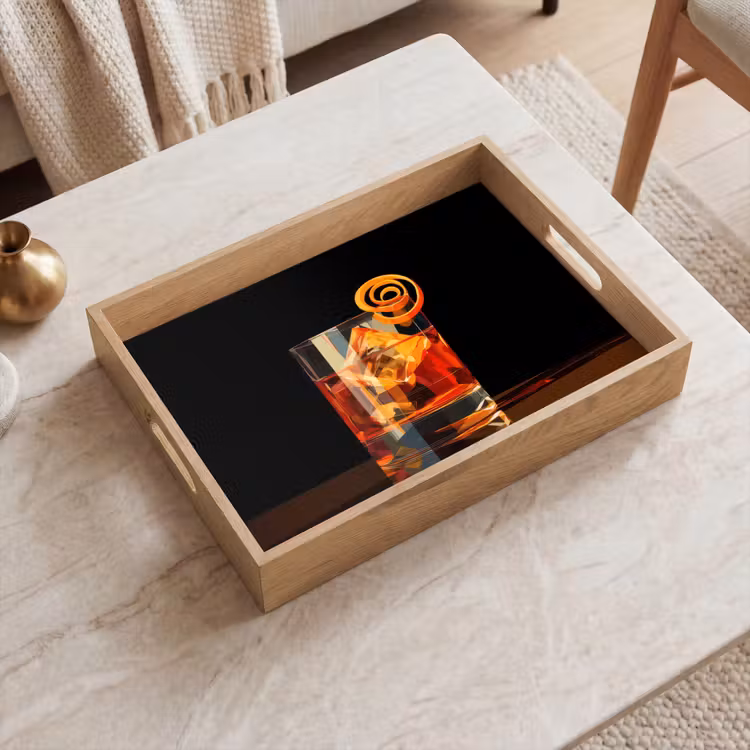 Tray - Glass - Ice cubes - Drinking - Brown — 2