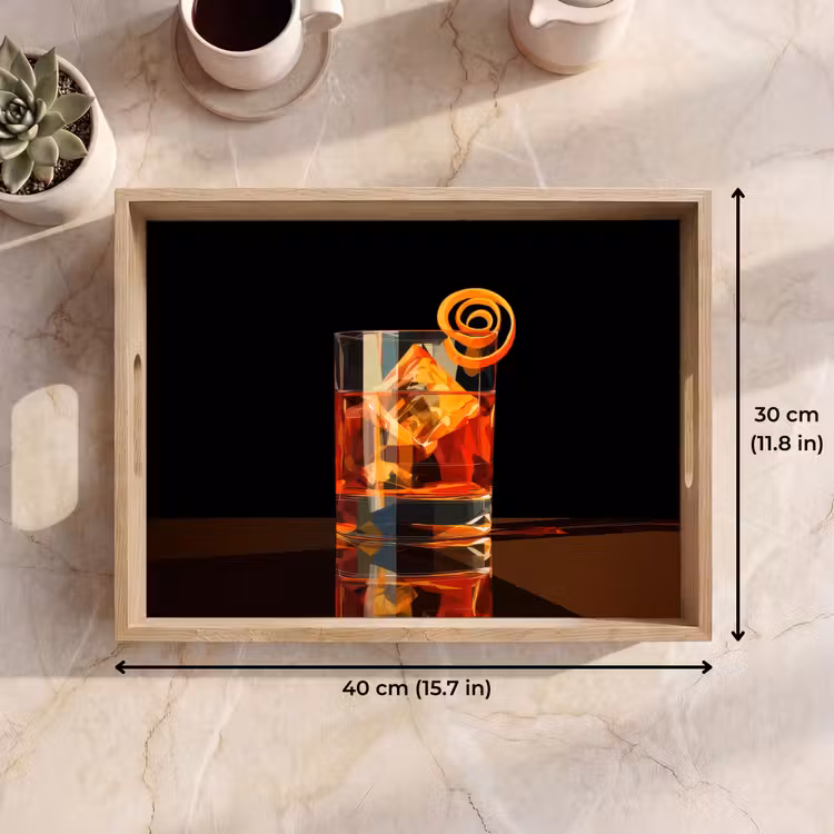 Tray - Glass - Ice cubes - Drinking - Brown — 7