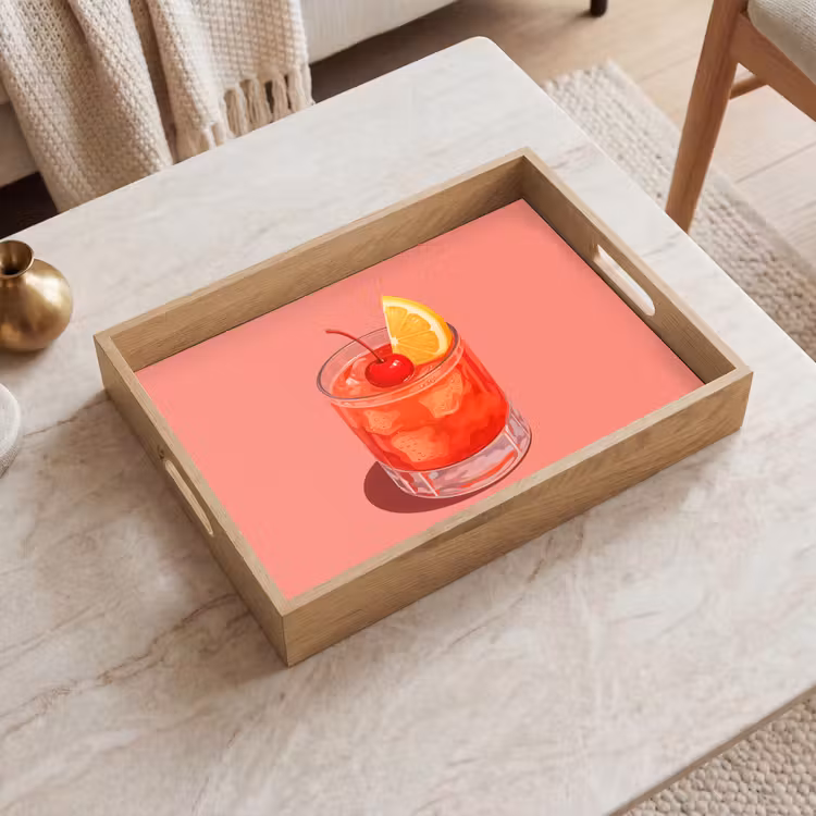 Tray - Glass - Ice cubes - Lemon - Cherry — 2