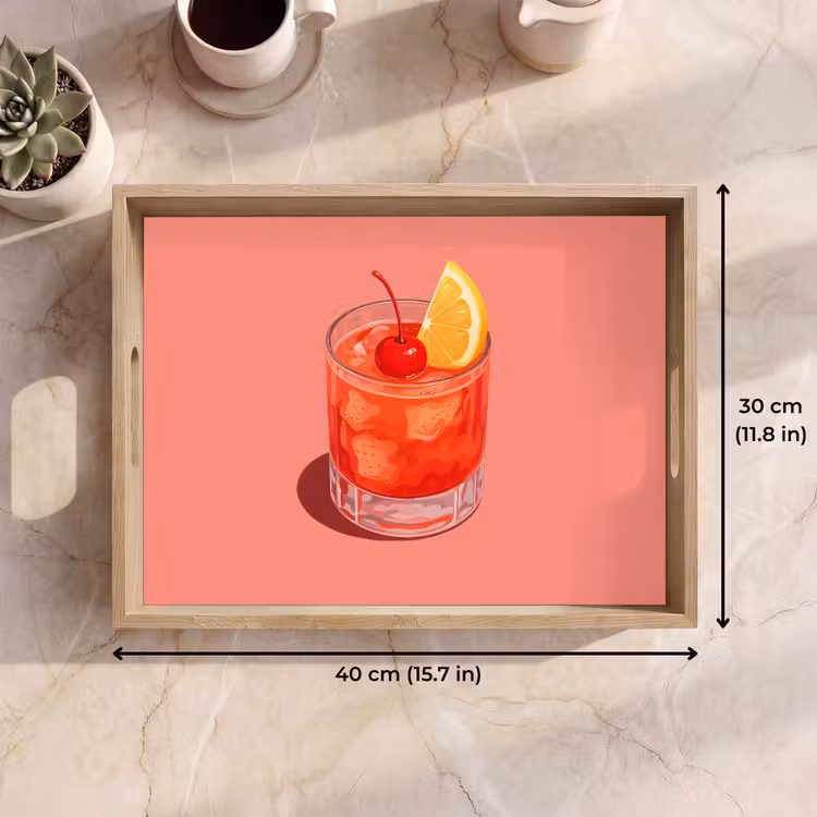 Tray - Glass - Ice cubes - Lemon - Cherry — 7