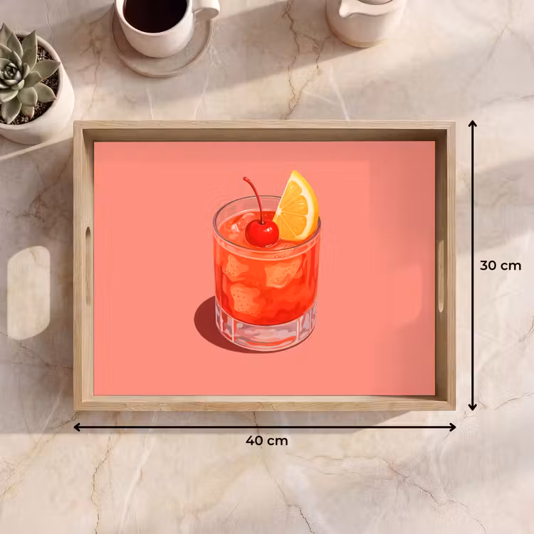 Tray - Glass - Ice cubes - Lemon - Cherry — 8
