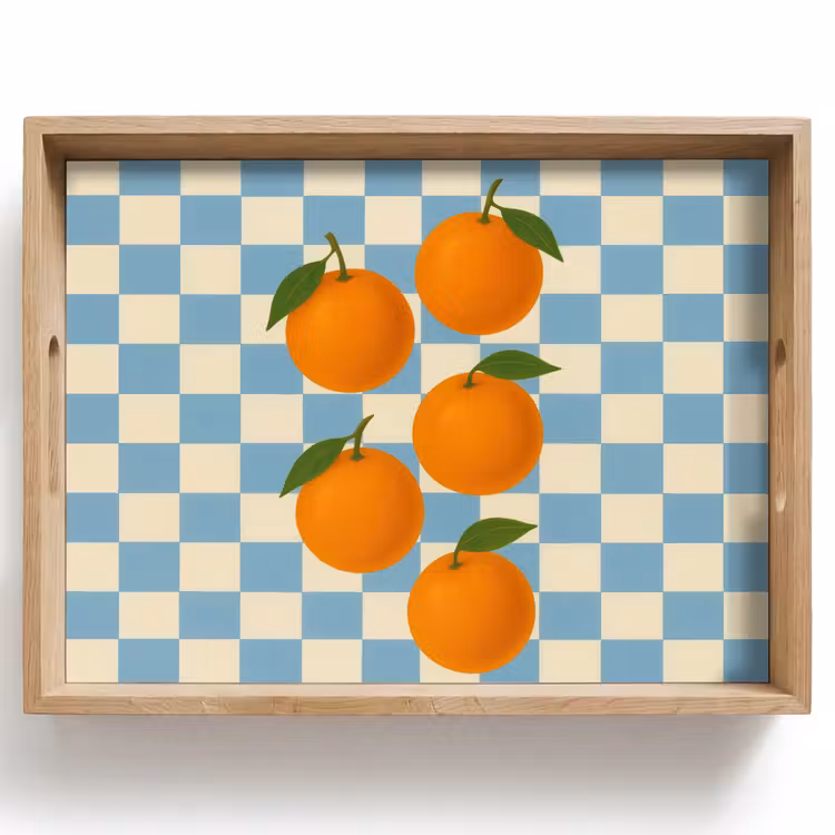 Tray - Oranges - Leaves - Blocked - Blue — 1