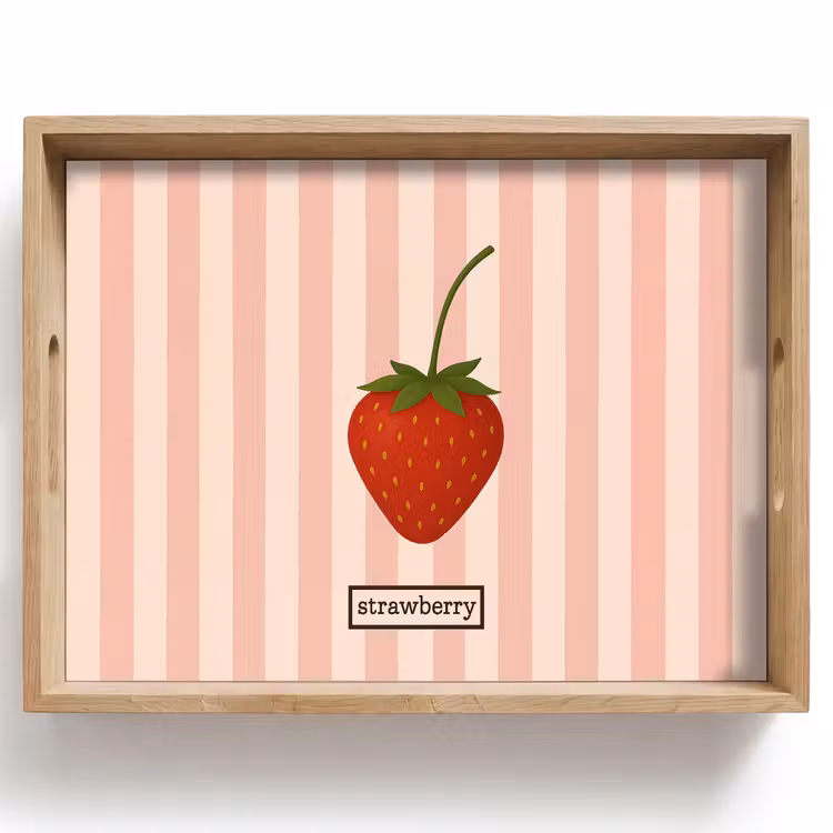 Tray - Strawberry - Stripes - Minimalist - Red — 1