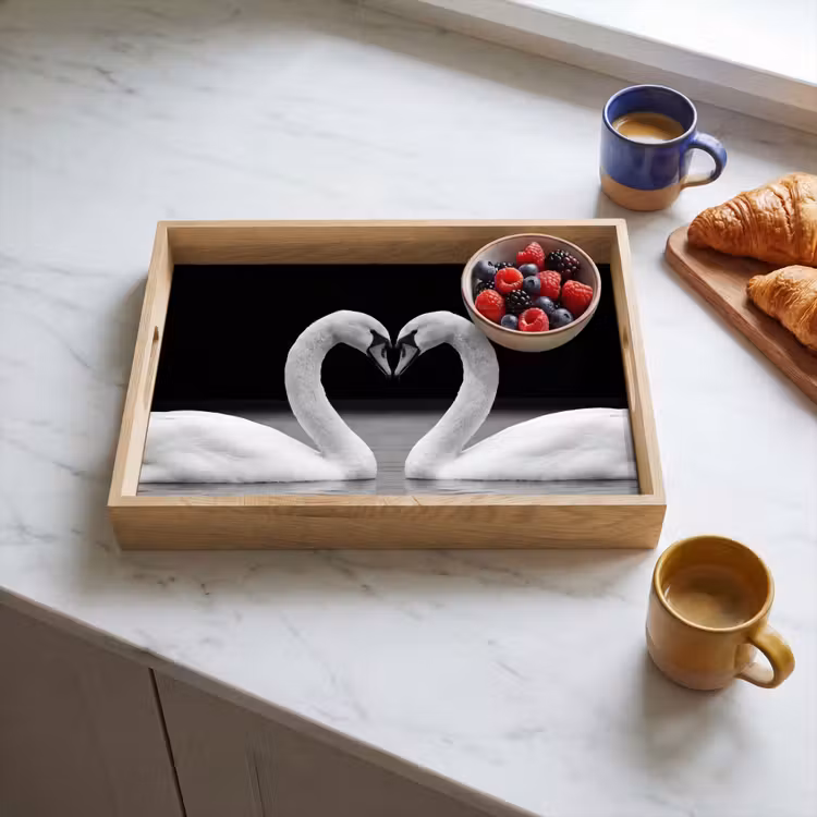 Tray - Swans - Heart - Black - White — 3