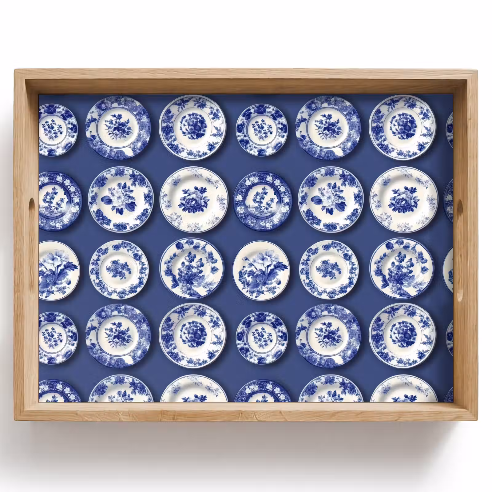 Tray - Plates - Floral - Blue — 1