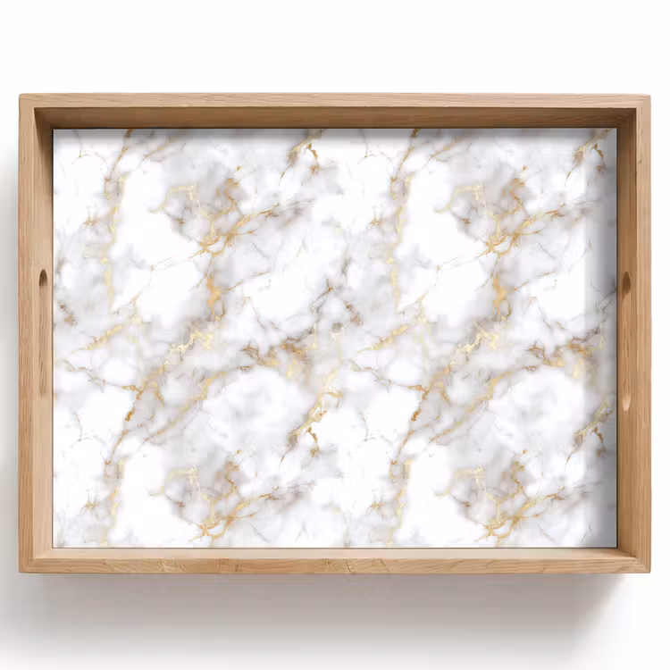 Tray - Golden veins - Marble - White — 1