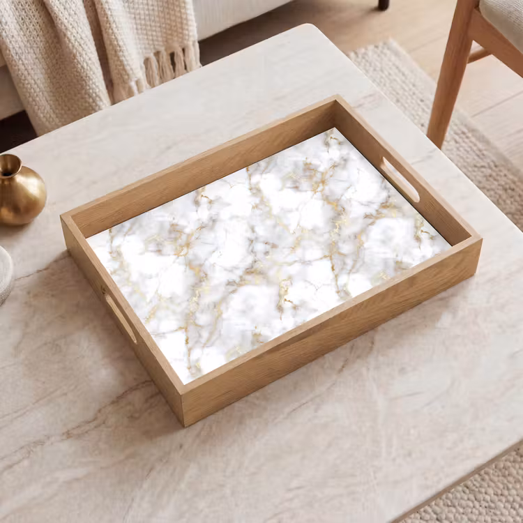 Tray - Golden veins - Marble - White — 2