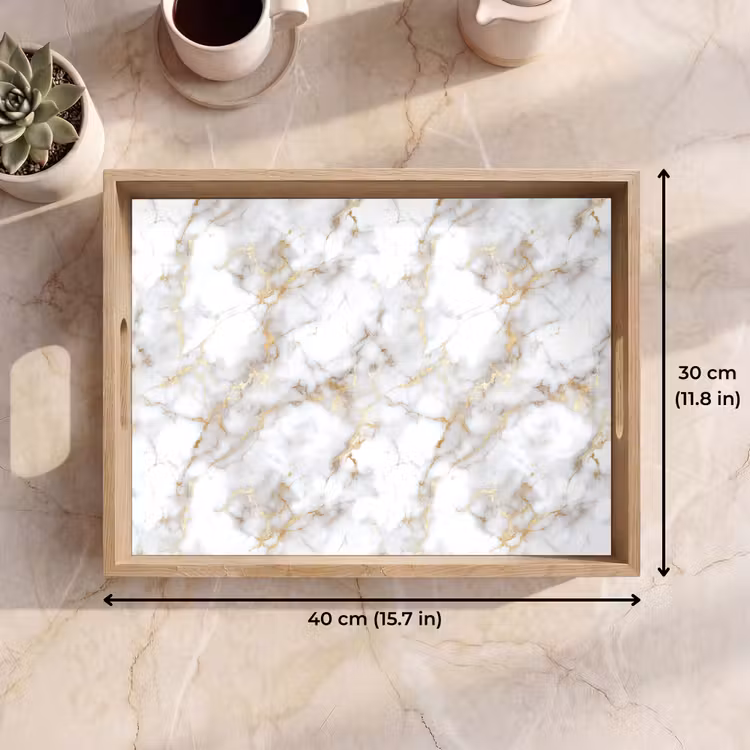 Tray - Golden veins - Marble - White — 7