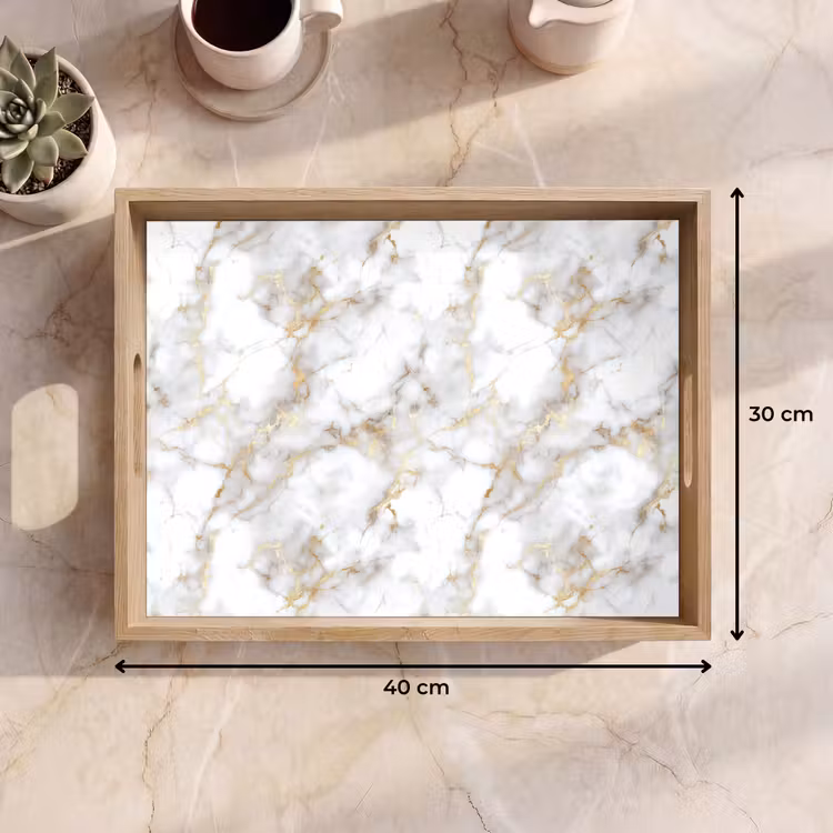 Tray - Golden veins - Marble - White — 8