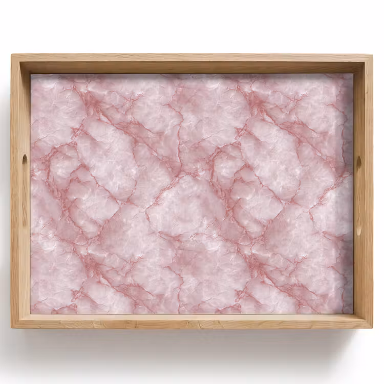 Tray - Pink - Quartz marble - Veins — 1