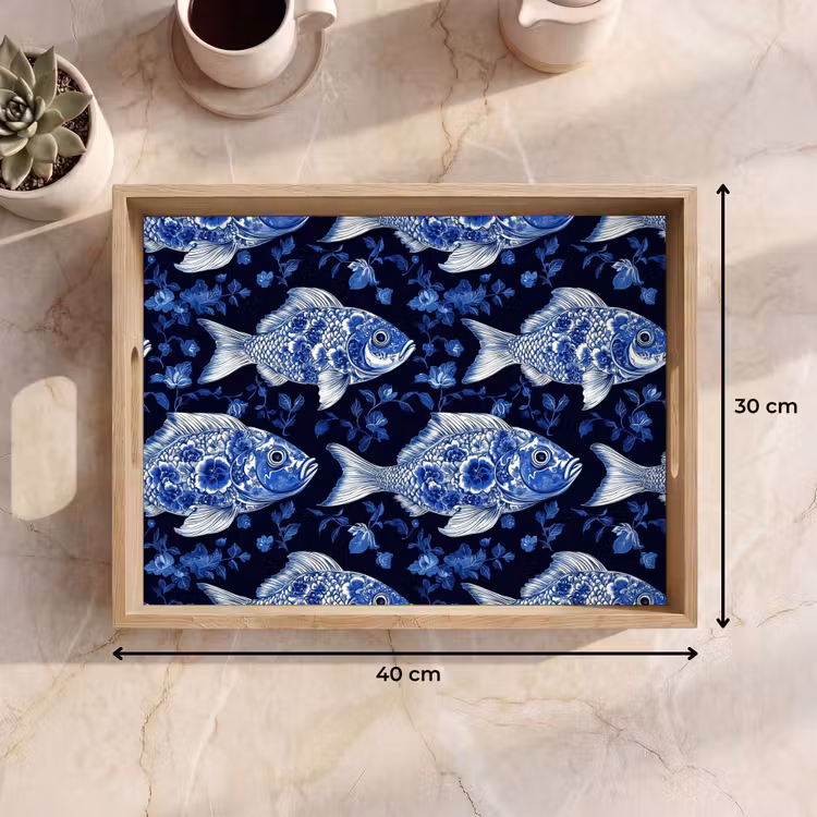 Tray - Pisces - Flowers - Blue — 8