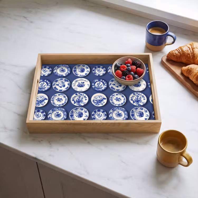 Tray - Plates - Floral - Blue — 3