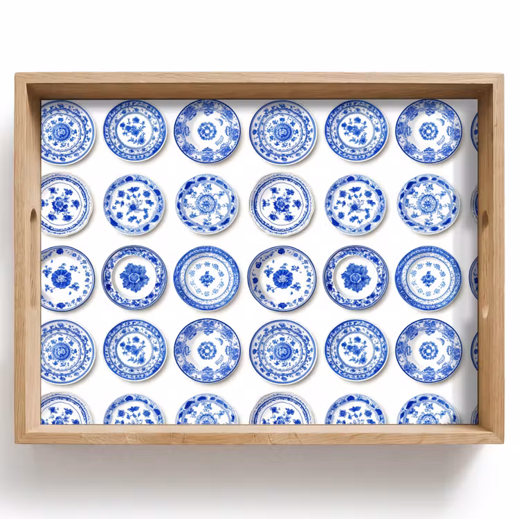 Tray - Signs - Flowers - Pattern - Blue — 1