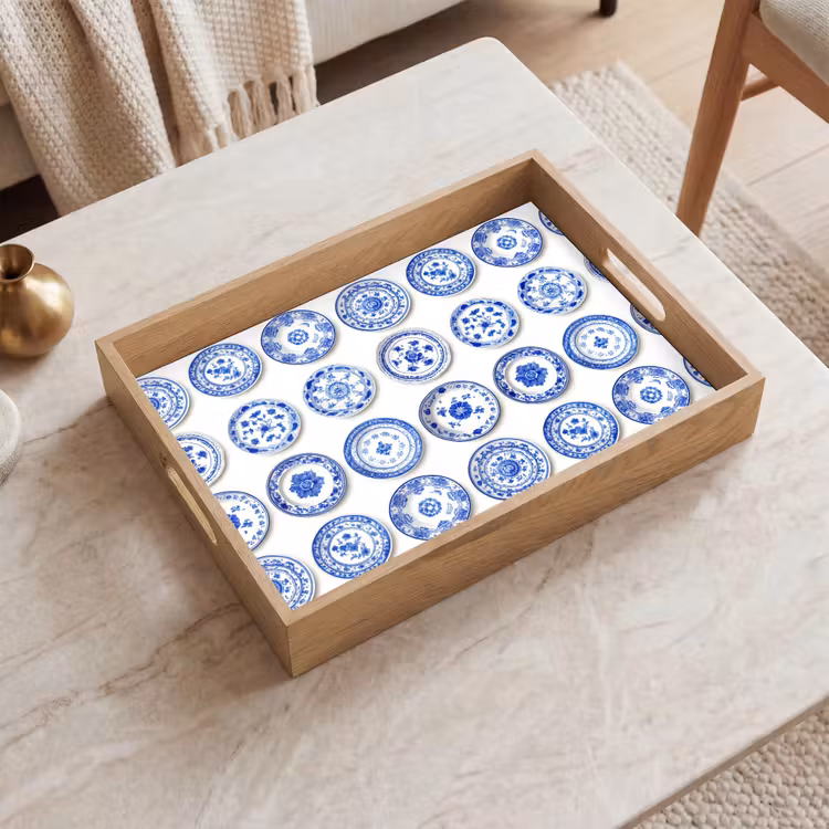 Tray - Signs - Flowers - Pattern - Blue — 2
