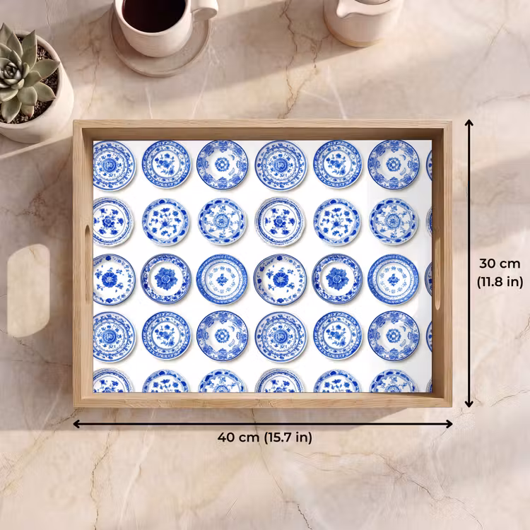 Tray - Signs - Flowers - Pattern - Blue — 7
