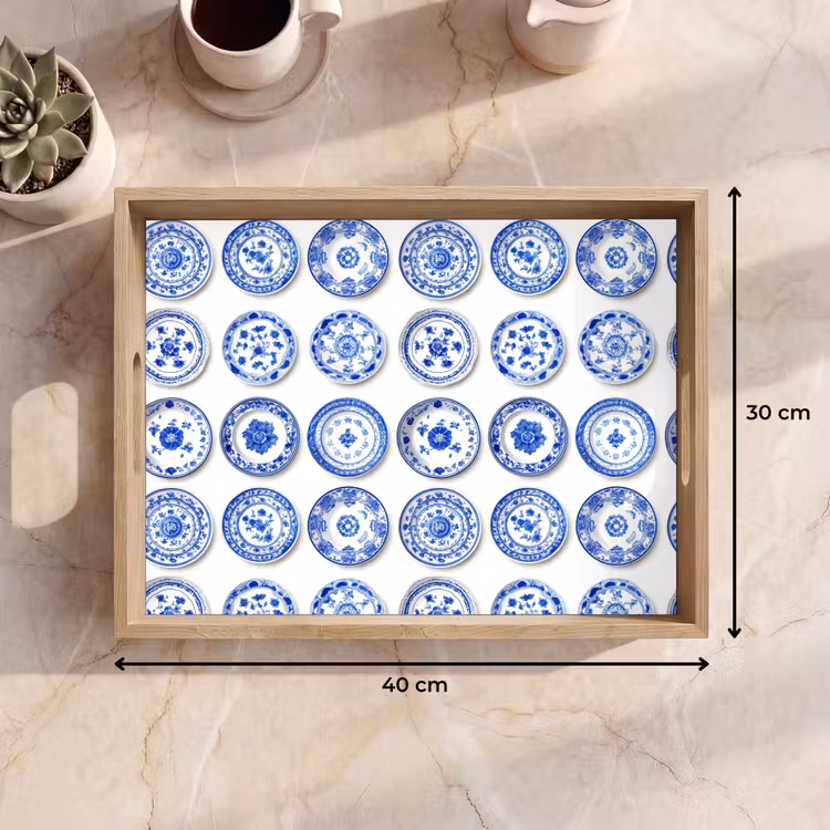 Tray - Signs - Flowers - Pattern - Blue — 8