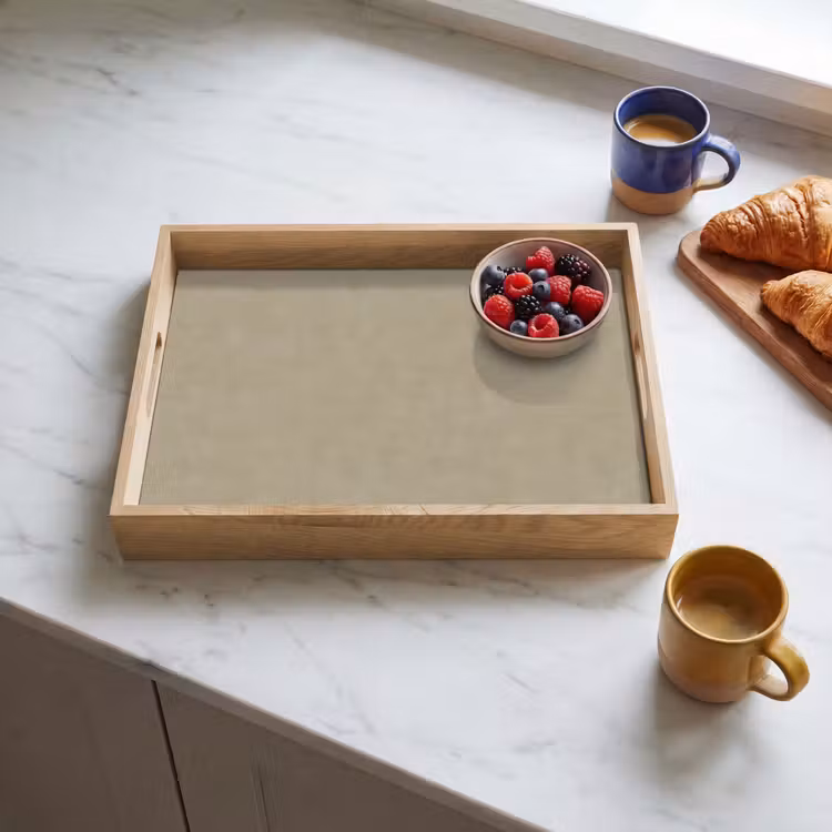 Tray - Taupe color - Clouded texture - Natural — 3