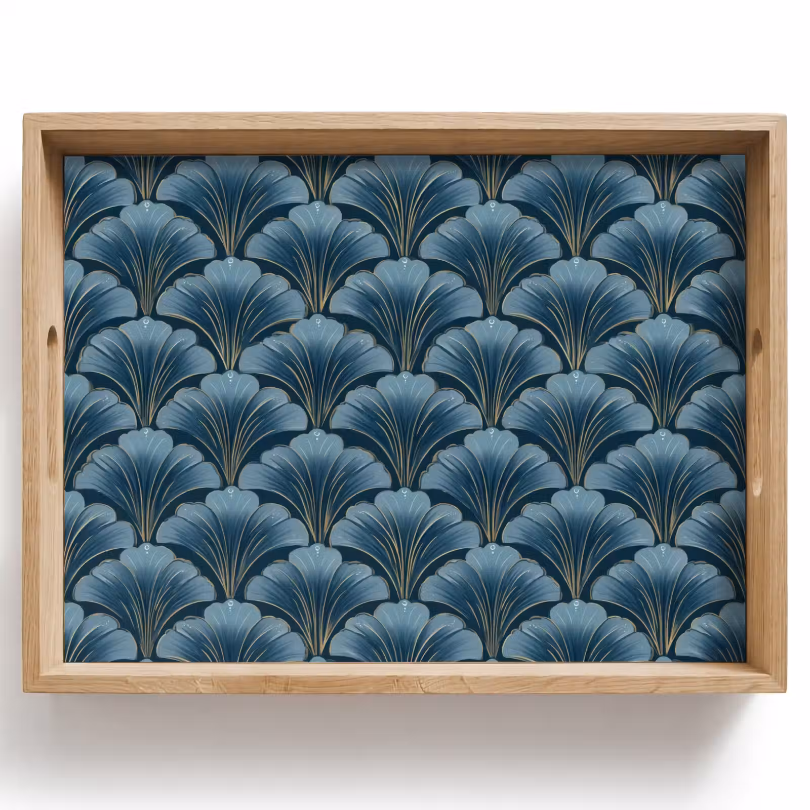 Tray - Pattern - Ginkgo leaf - Blue — 1