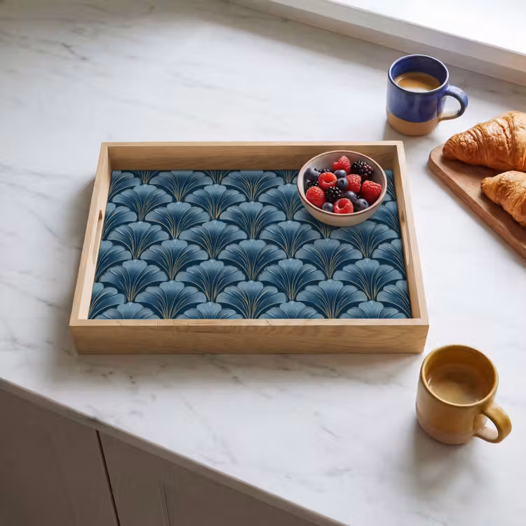 Tray - Pattern - Ginkgo leaf - Blue — 3