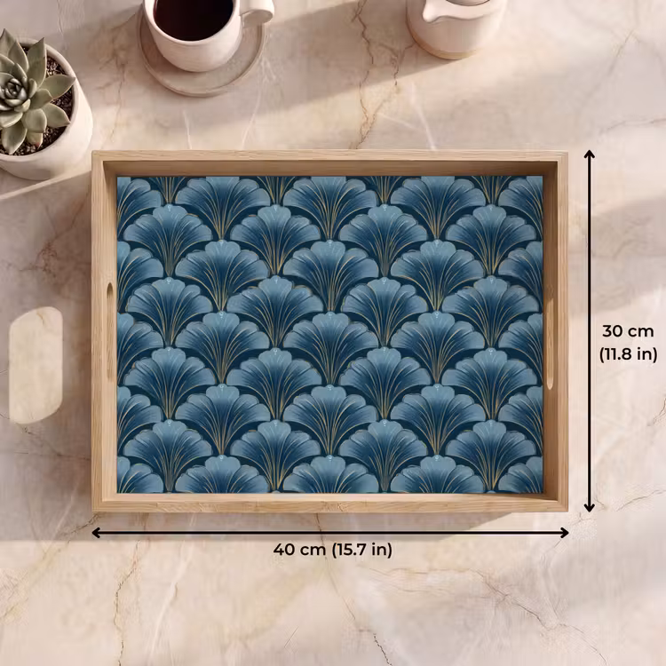 Tray - Pattern - Ginkgo leaf - Blue — 7