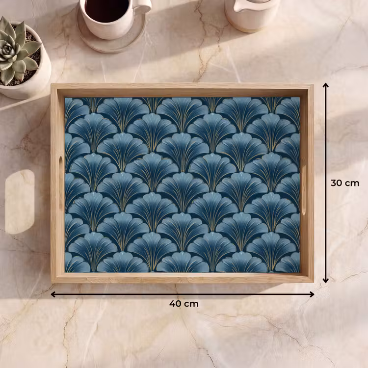 Tray - Pattern - Ginkgo leaf - Blue — 8