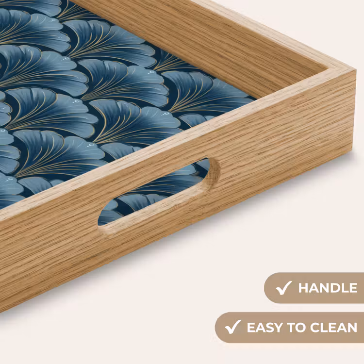 Tray - Pattern - Ginkgo leaf - Blue — 9