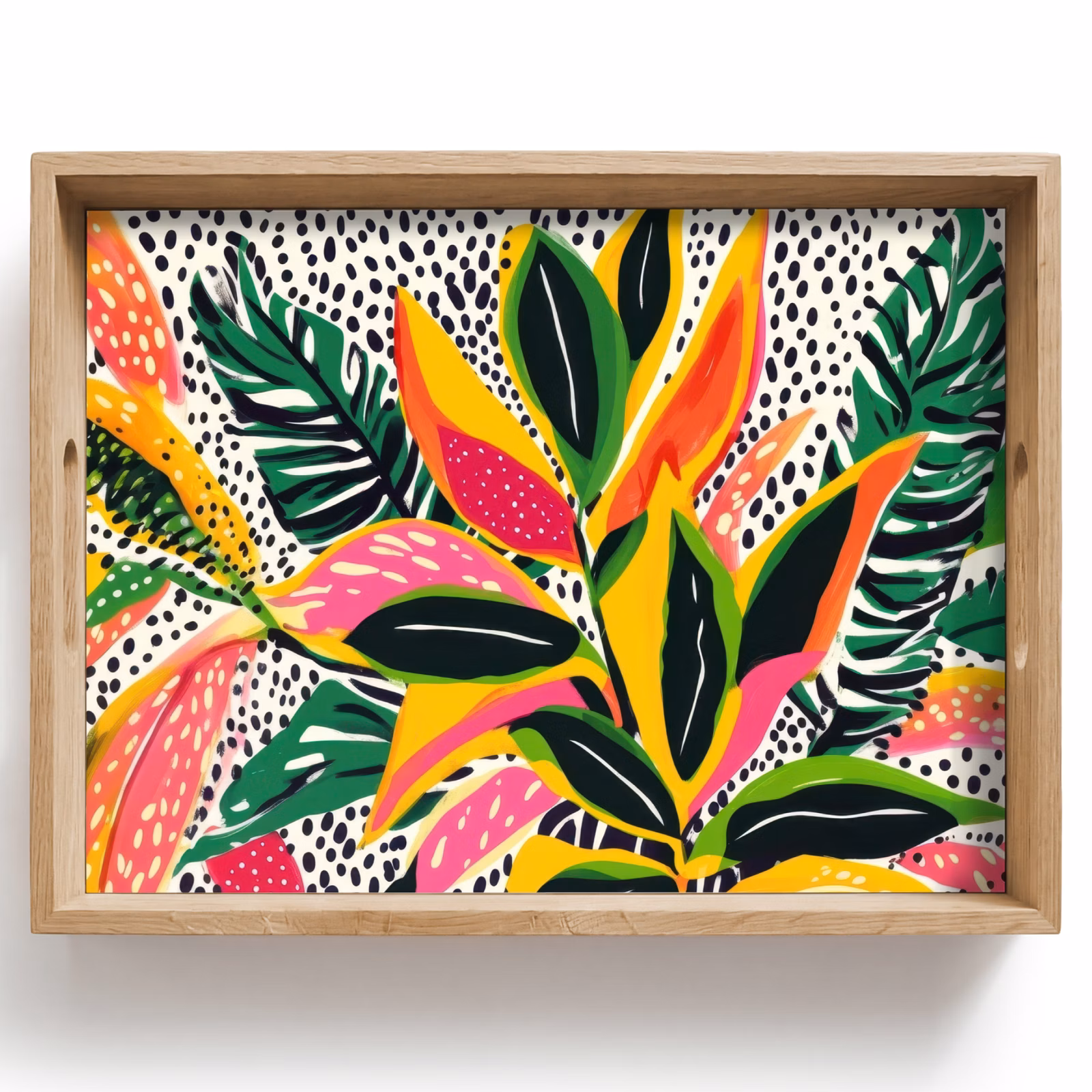 Tray - Tropical - Leaves - Black and white — 1