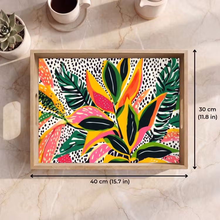 Tray - Tropical - Leaves - Black and white — 7