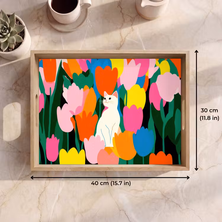 Tray - Tulips - Cat - Colorful — 7