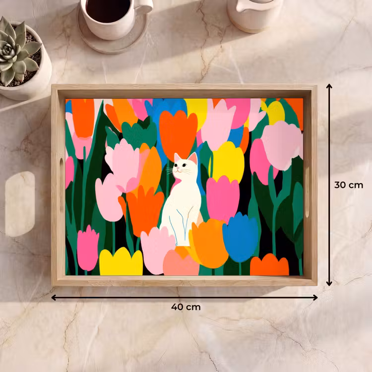 Tray - Tulips - Cat - Colorful — 8