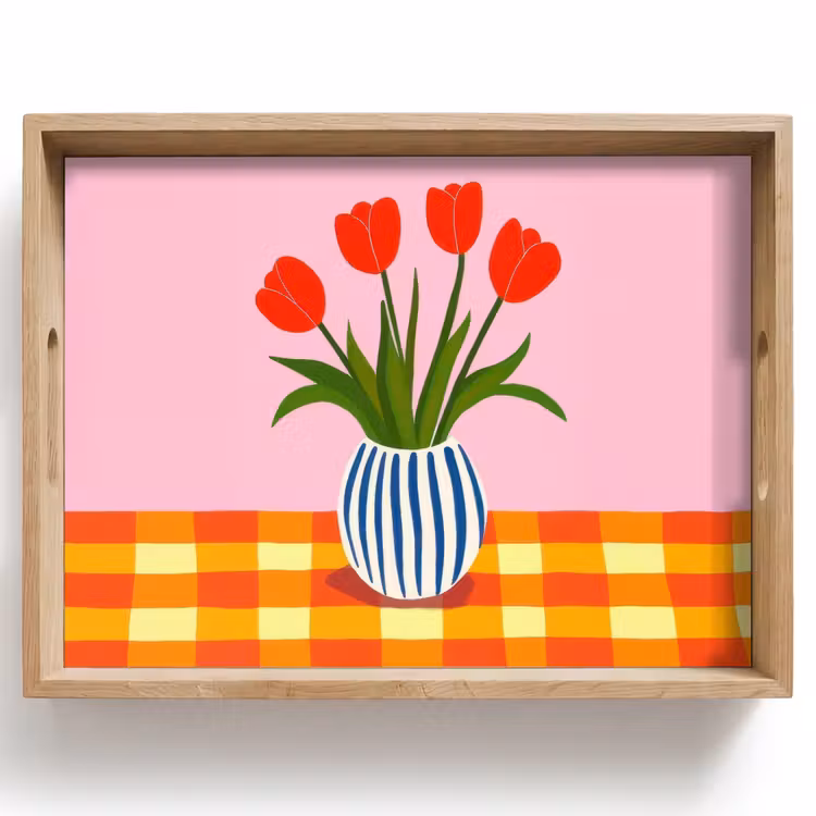 Tray - Tulips - Pink - Vase — 1