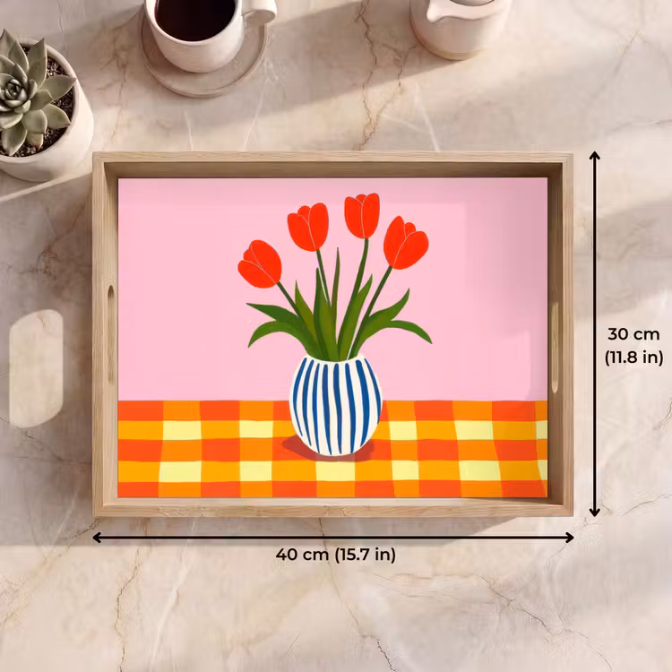 Tray - Tulips - Pink - Vase — 7