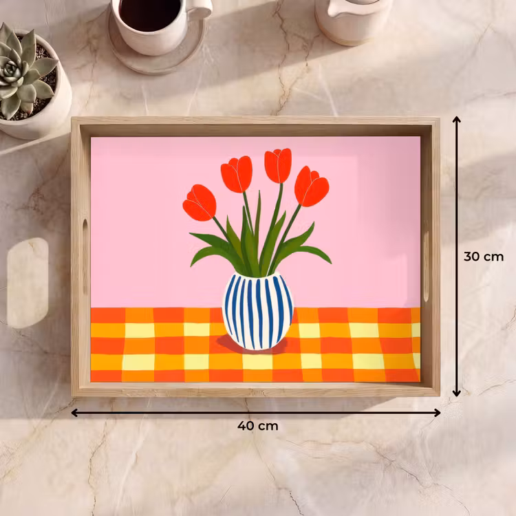 Tray - Tulips - Pink - Vase — 8
