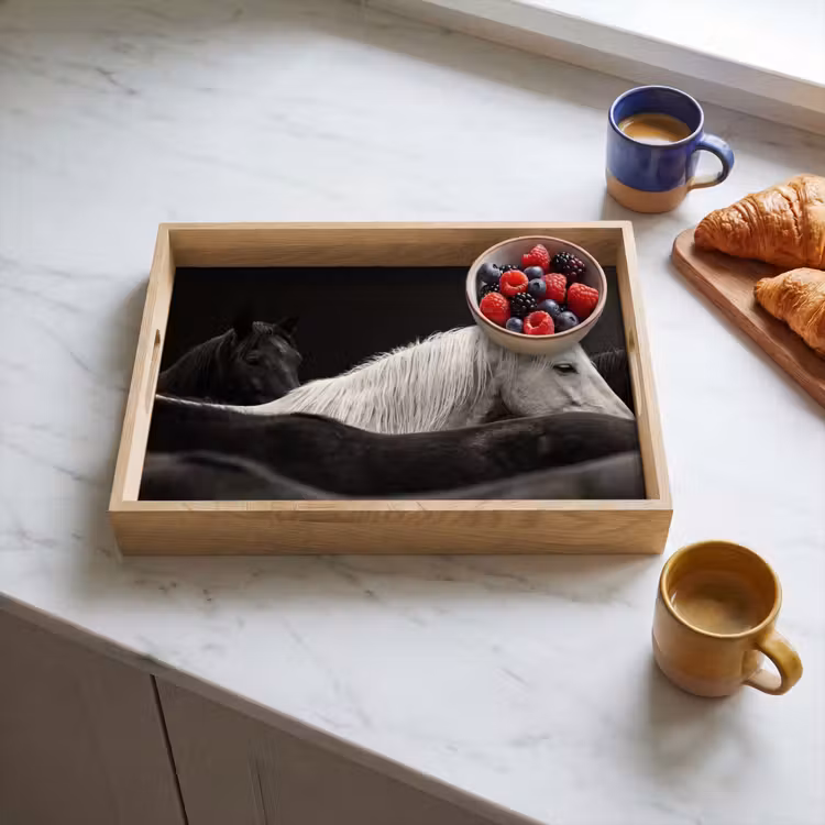 Tray - Horses - Black - White - Herd — 3