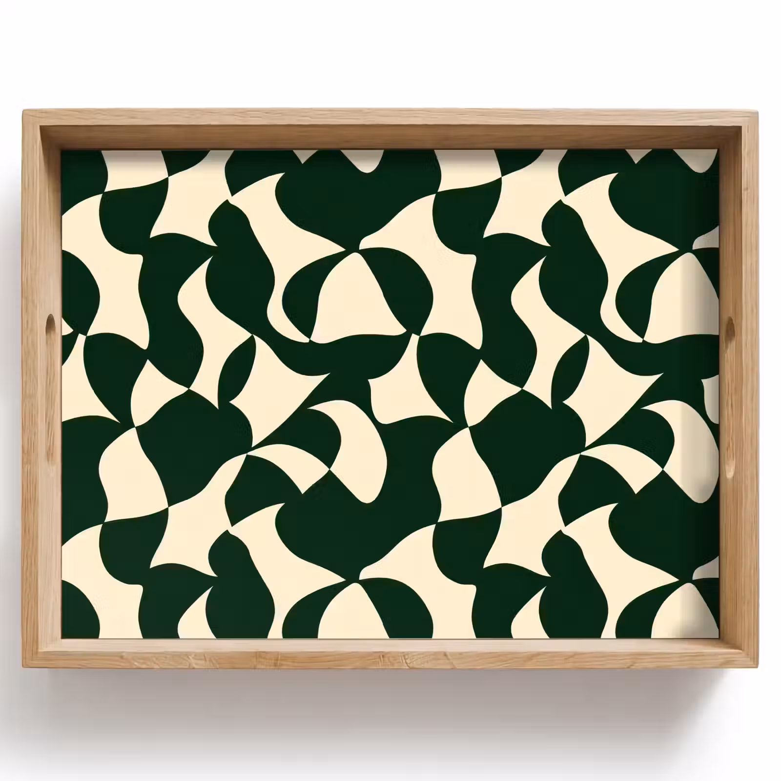 Tray - Green - Organic planes - Cream — 1