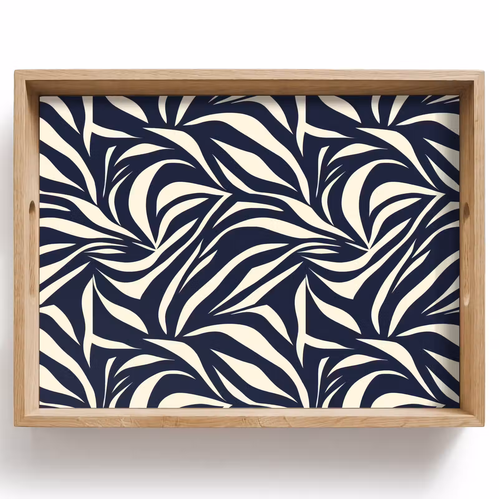 Tray - Leaf Shapes - Blue - Pattern - White — 1