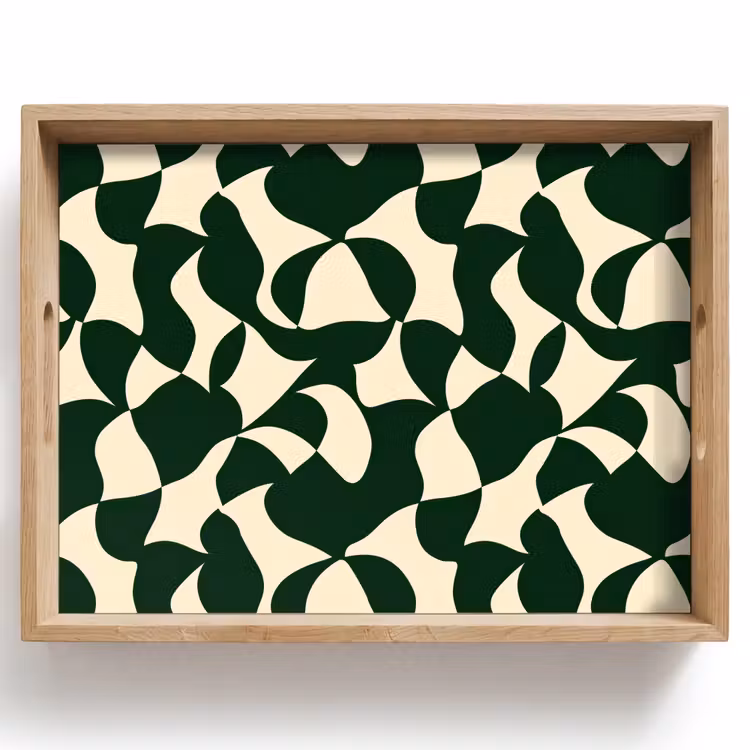 Tray - Green - Organic planes - Cream — 1