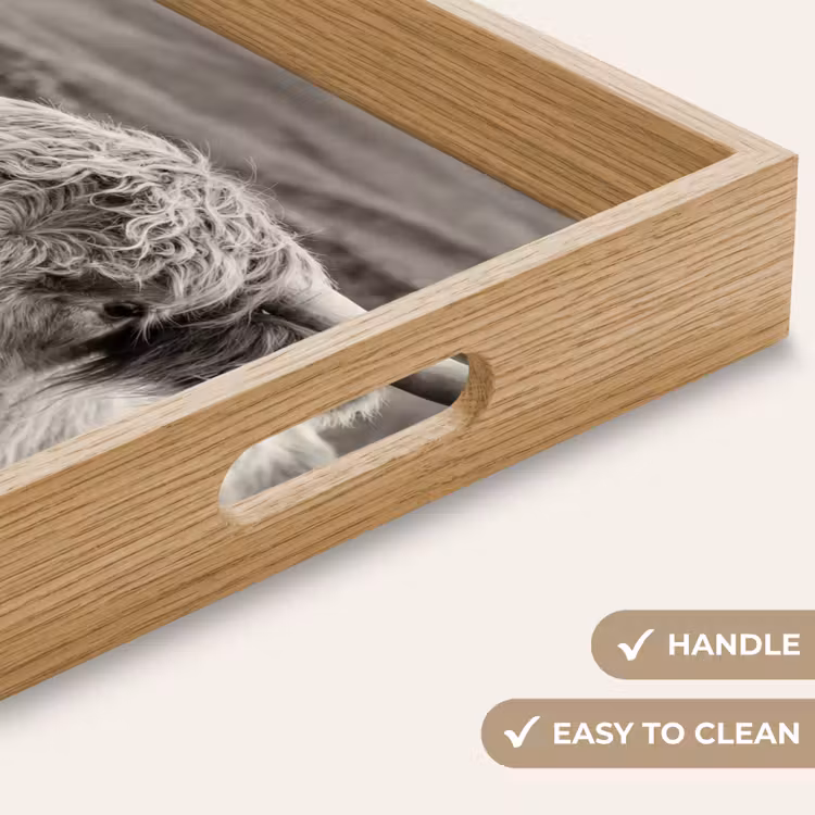 Tray - Scottish Highlander - Black - White - Wood — 9