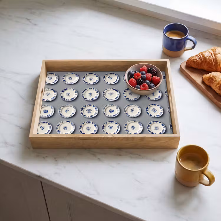 Tray - Signs - Flowers - Blue - White — 3