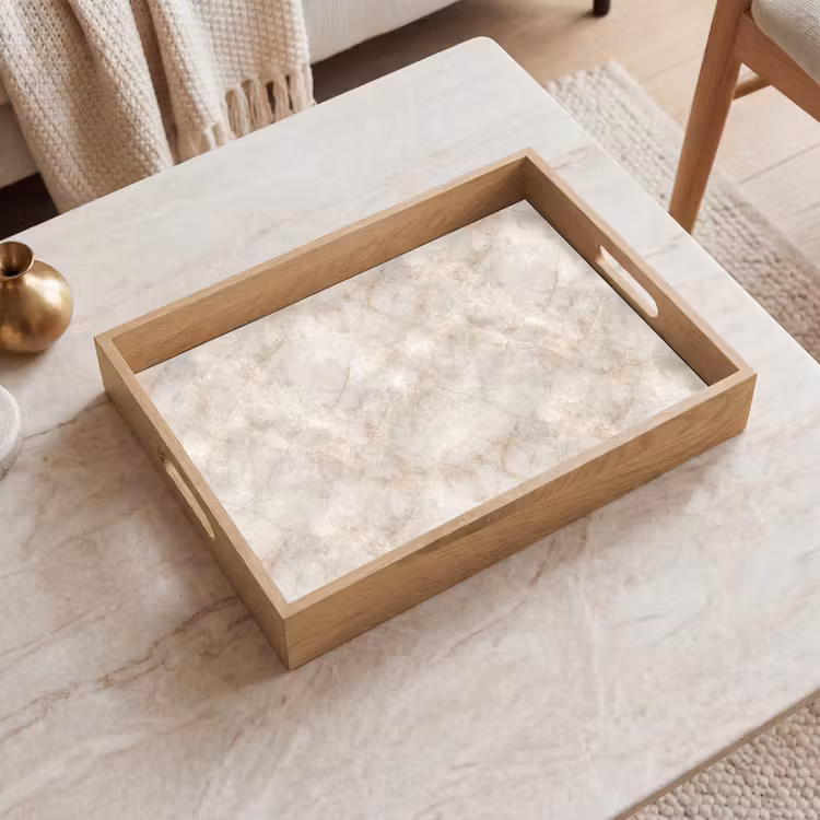 Tray - Light Beige - Golden Brown Grains - Marble — 2