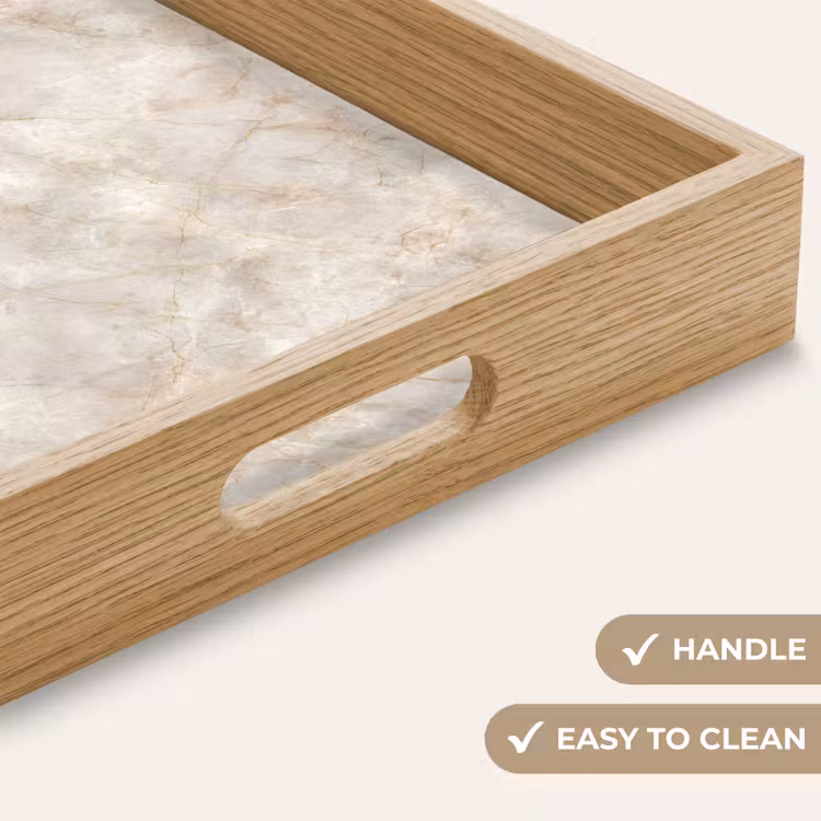 Tray - Light Beige - Golden Brown Grains - Marble — 9