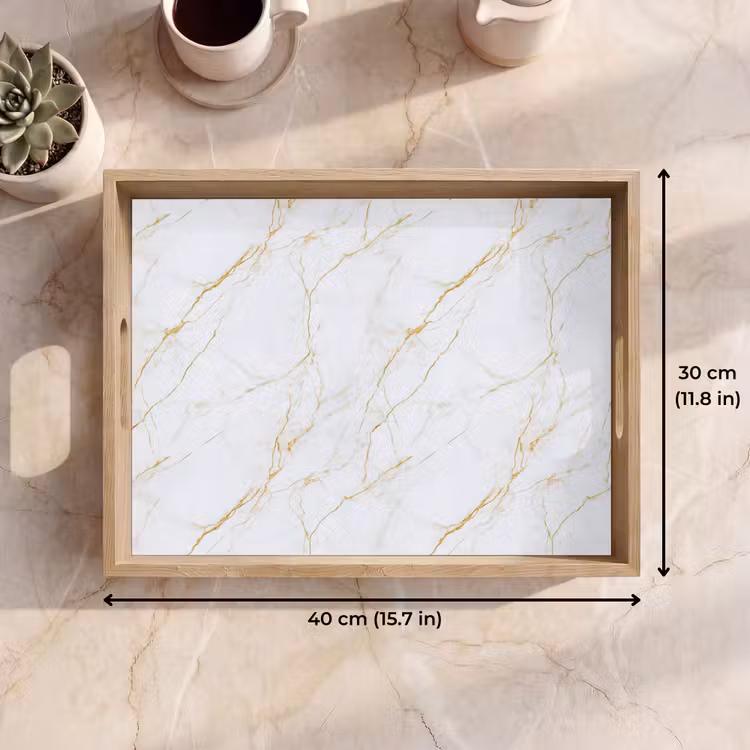 Tray - White - Marble - Gold - Luxurious — 7
