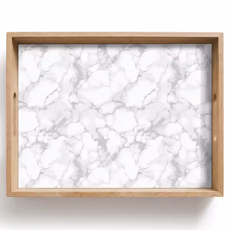 Tray - White - Marble - Gray — 1