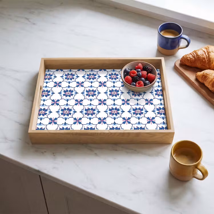 Tray - Modern - Pattern - Blue - Pink — 3