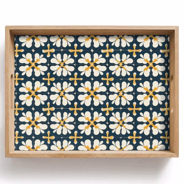 Tray - Motif - Tile - Ochre yellow — 1