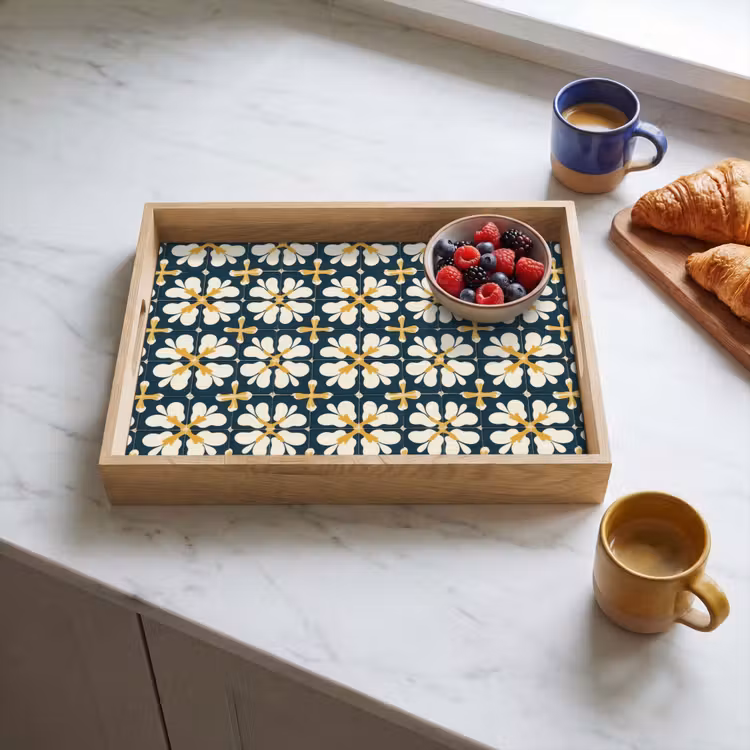 Tray - Motif - Tile - Ochre yellow — 3