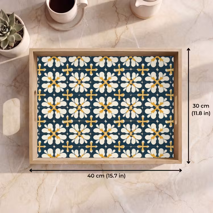 Tray - Motif - Tile - Ochre yellow — 7